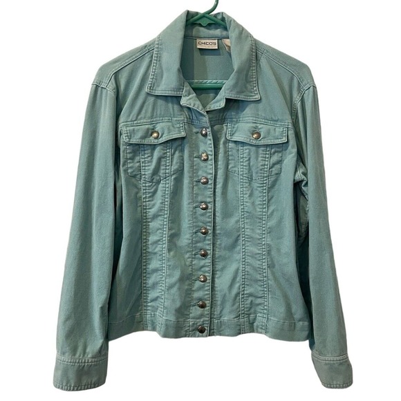 Chico's Tops - CHICO'S TEAL Corduroy Button Front JACKET SIZE 1 (S/8)